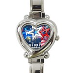 4th Of July Happy Usa Independence Day Heart Italian Charm Watch Front