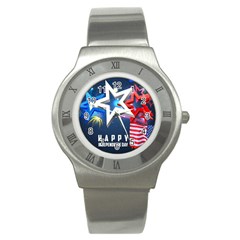 4th Of July Happy Usa Independence Day Stainless Steel Watch by Ravend