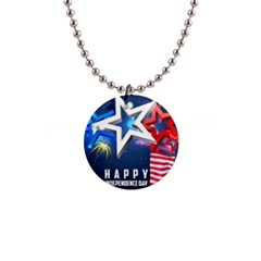 4th Of July Happy Usa Independence Day 1  Button Necklace by Ravend