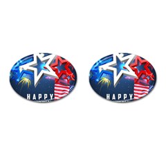 4th Of July Happy Usa Independence Day Cufflinks (oval) by Ravend