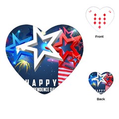 4th Of July Happy Usa Independence Day Playing Cards Single Design (heart) by Ravend