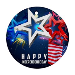 4th Of July Happy Usa Independence Day Round Ornament (two Sides) by Ravend