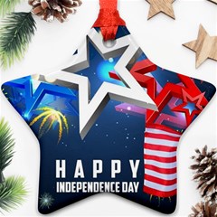 4th Of July Happy Usa Independence Day Star Ornament (two Sides)