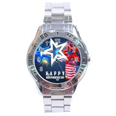 4th Of July Happy Usa Independence Day Stainless Steel Analogue Watch by Ravend