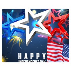 4th Of July Happy Usa Independence Day Two Sides Premium Plush Fleece Blanket (medium) by Ravend