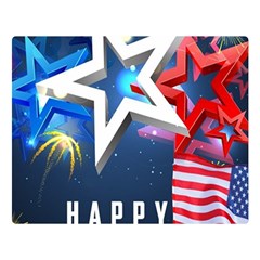 4th Of July Happy Usa Independence Day Two Sides Premium Plush Fleece Blanket (large) by Ravend