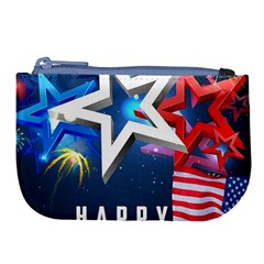 4th Of July Happy Usa Independence Day Large Coin Purse by Ravend