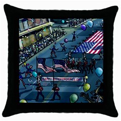 July 4th Parade Independence Day Throw Pillow Case (black) by Ravend