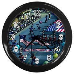 July 4th Parade Independence Day Wall Clock (black) by Ravend