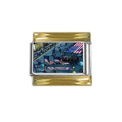 July 4th Parade Independence Day Gold Trim Italian Charm (9mm) by Ravend