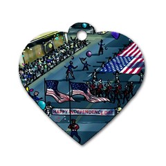 July 4th Parade Independence Day Dog Tag Heart (one Side) by Ravend