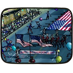 July 4th Parade Independence Day Two Sides Fleece Blanket (mini) by Ravend