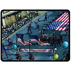 July 4th Parade Independence Day Two Sides Fleece Blanket (large) by Ravend