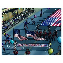 July 4th Parade Independence Day Two Sides Premium Plush Fleece Blanket (medium) by Ravend