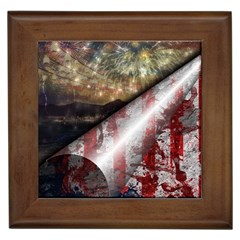 Independence Day Background Abstract Grunge American Flag Framed Tile by Ravend