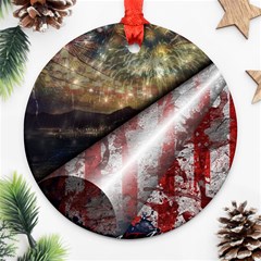 Independence Day Background Abstract Grunge American Flag Ornament (round) by Ravend