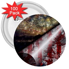 Independence Day Background Abstract Grunge American Flag 3  Buttons (100 Pack)  by Ravend