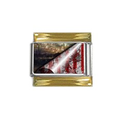 Independence Day Background Abstract Grunge American Flag Gold Trim Italian Charm (9mm) by Ravend