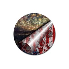 Independence Day Background Abstract Grunge American Flag Magnet 3  (round) by Ravend