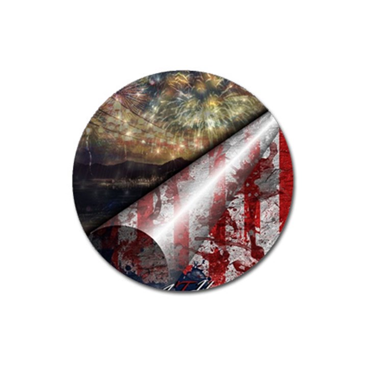 Independence Day Background Abstract Grunge American Flag Magnet 3  (Round)