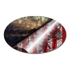 Independence Day Background Abstract Grunge American Flag Oval Magnet by Ravend