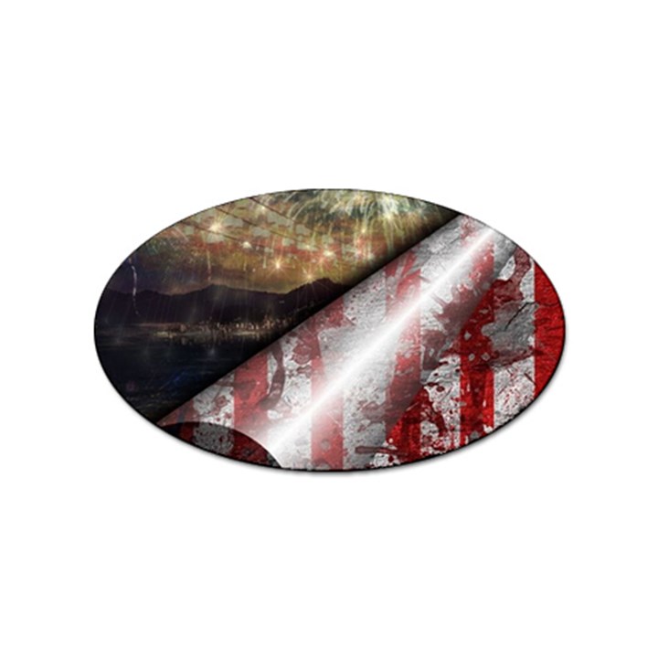 Independence Day Background Abstract Grunge American Flag Sticker Oval (10 pack)