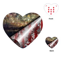 Independence Day Background Abstract Grunge American Flag Playing Cards Single Design (heart) by Ravend