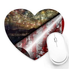 Independence Day Background Abstract Grunge American Flag Heart Mousepad by Ravend