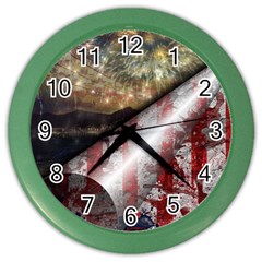 Independence Day Background Abstract Grunge American Flag Color Wall Clock by Ravend