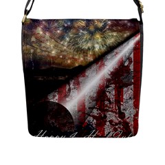 Independence Day Background Abstract Grunge American Flag Flap Closure Messenger Bag (l) by Ravend