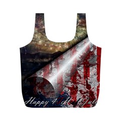 Independence Day Background Abstract Grunge American Flag Full Print Recycle Bag (m) by Ravend