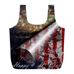 Independence Day Background Abstract Grunge American Flag Full Print Recycle Bag (l) by Ravend