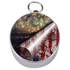 Independence Day Background Abstract Grunge American Flag Silver Compasses by Ravend