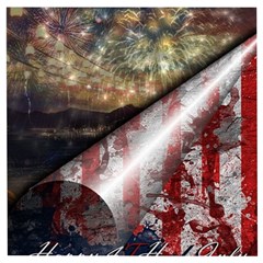 Independence Day Background Abstract Grunge American Flag Wooden Puzzle Square by Ravend