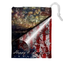 Independence Day Background Abstract Grunge American Flag Drawstring Pouch (4xl) by Ravend