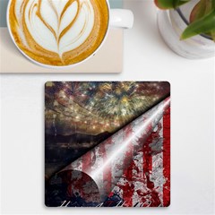 Independence Day Background Abstract Grunge American Flag Uv Print Square Tile Coaster  by Ravend