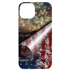 Independence Day Background Abstract Grunge American Flag Iphone 14 Black Uv Print Case by Ravend