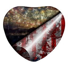 Independence Day Background Abstract Grunge American Flag Heart Glass Fridge Magnet (4 Pack) by Ravend