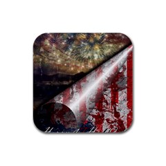 Independence Day July 4th Rubber Square Coaster (4 Pack) by Ravend