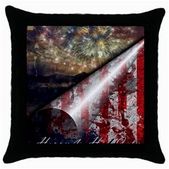 Independence Day July 4th Throw Pillow Case (black) by Ravend