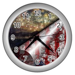 Independence Day July 4th Wall Clock (silver) by Ravend