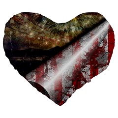 Independence Day July 4th Large 19  Premium Heart Shape Cushions by Ravend