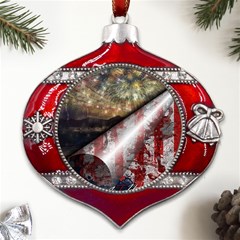 Independence Day July 4th Metal Snowflake And Bell Red Ornament