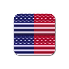 American Flag Patriot Red White Rubber Square Coaster (4 Pack) by Celenk