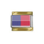 American flag patriot red white Gold Trim Italian Charm (9mm) Front