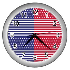 American Flag Patriot Red White Wall Clock (silver) by Celenk