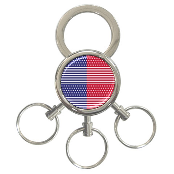 American flag patriot red white 3-Ring Key Chain