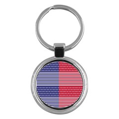 American Flag Patriot Red White Key Chain (round) by Celenk