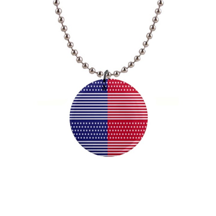 American flag patriot red white 1  Button Necklace