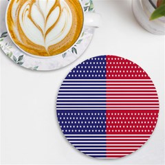 American Flag Patriot Red White Uv Print Round Tile Coaster by Celenk